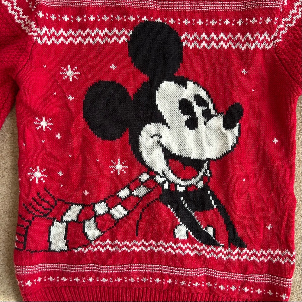 Disney by Next Vibrant Red Knit Mickey Mouse Kid's Sweater Size 6-7 - Picture 2 of 12